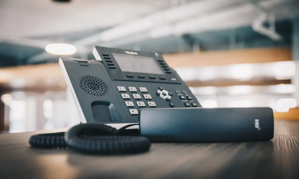 VoIP Phone on Desk with Display