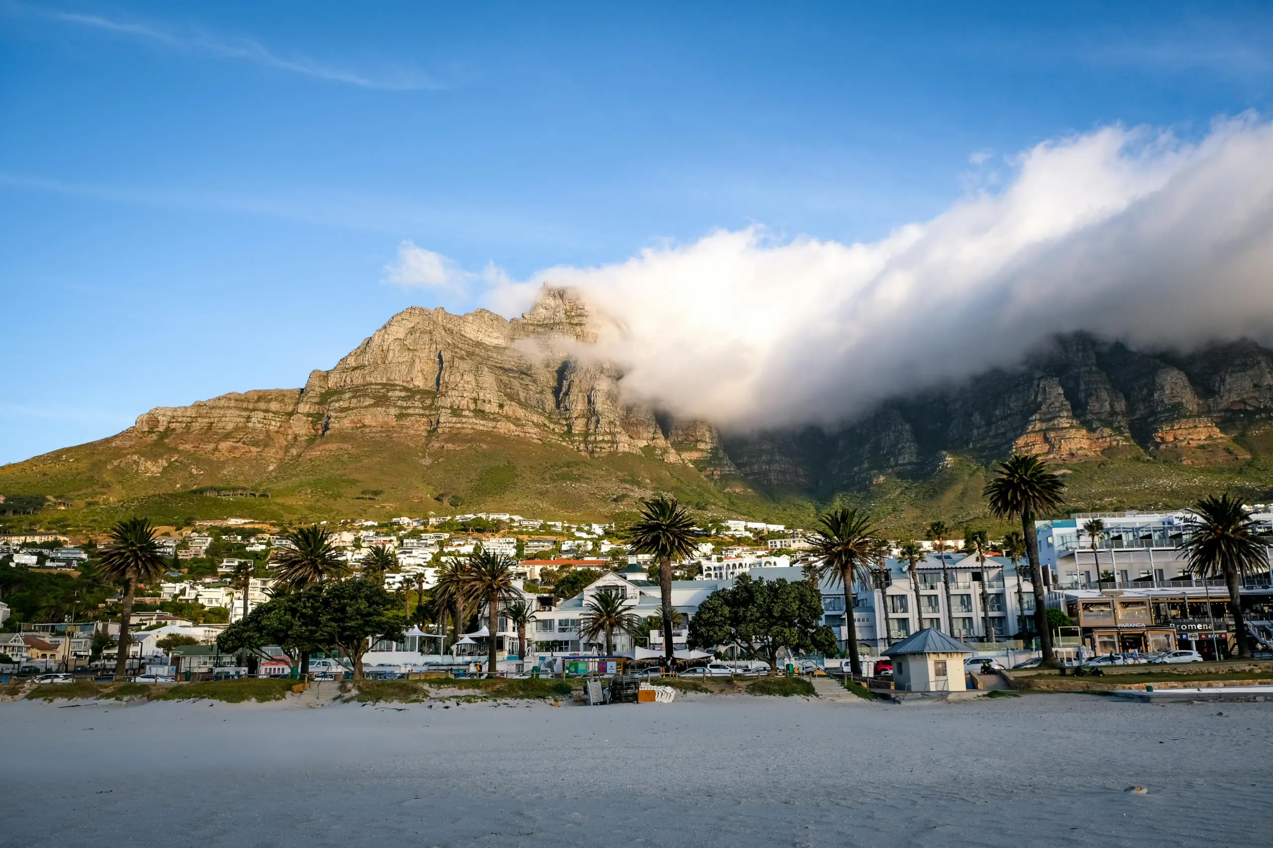 Camps Bays with clouds over 12 apostles mountain South Africa
